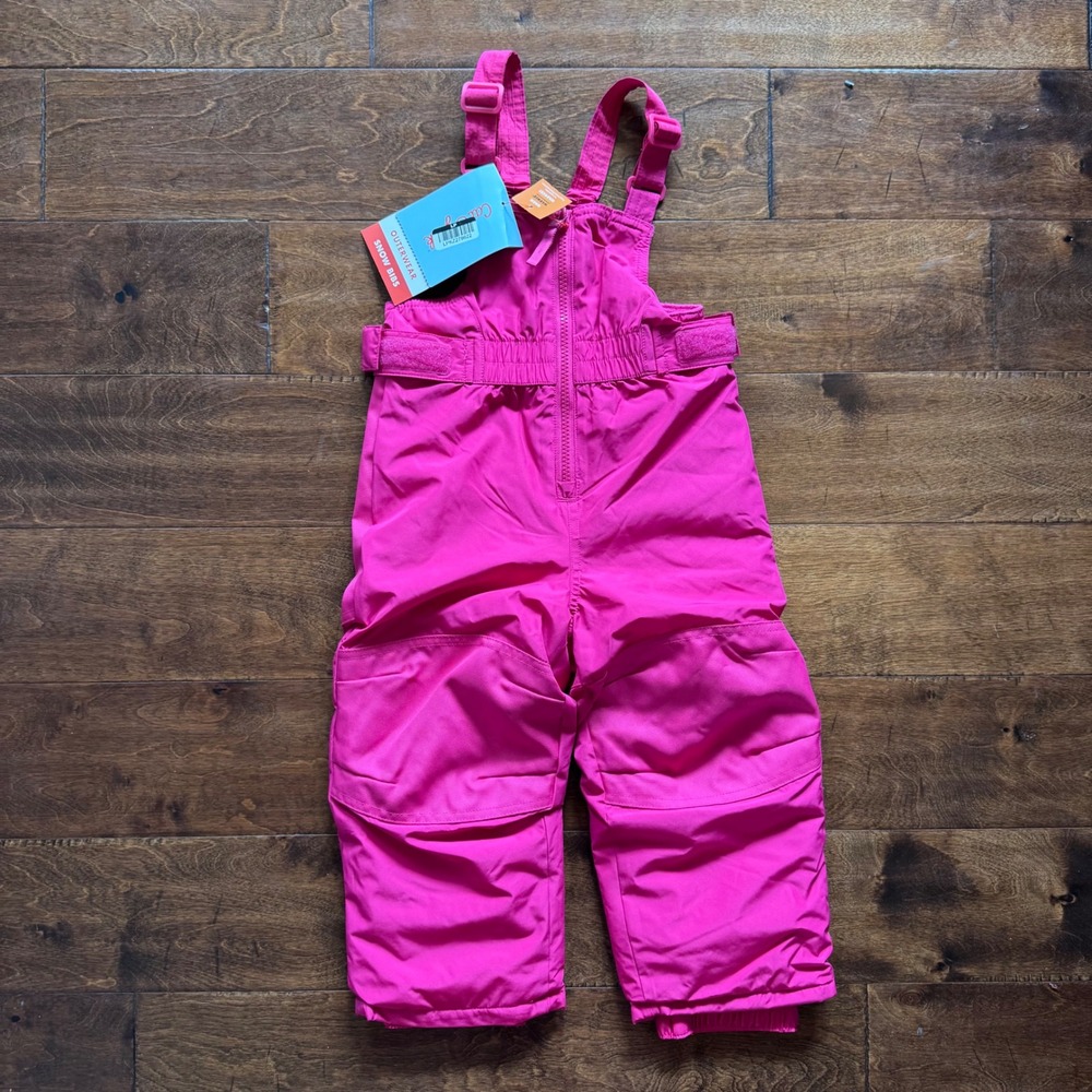 Cat & Jack Girls Pink Snow Bibs Insulated Winter Overalls Reinforced Knees 4T